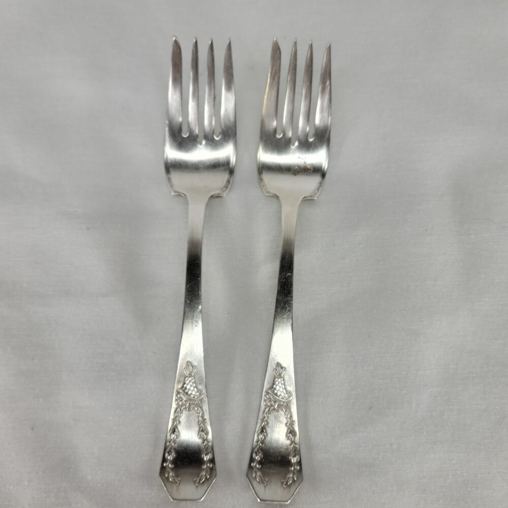 Vintage Holmes & Edwards XIV IS Silverplate Salad Forks Art Deco Pair